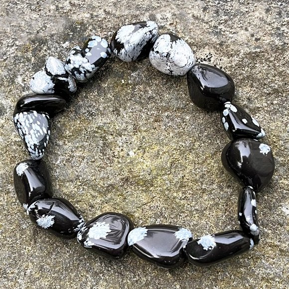 Artisan Jewelry - Snowflake Obsidian Gemstone Bracelet